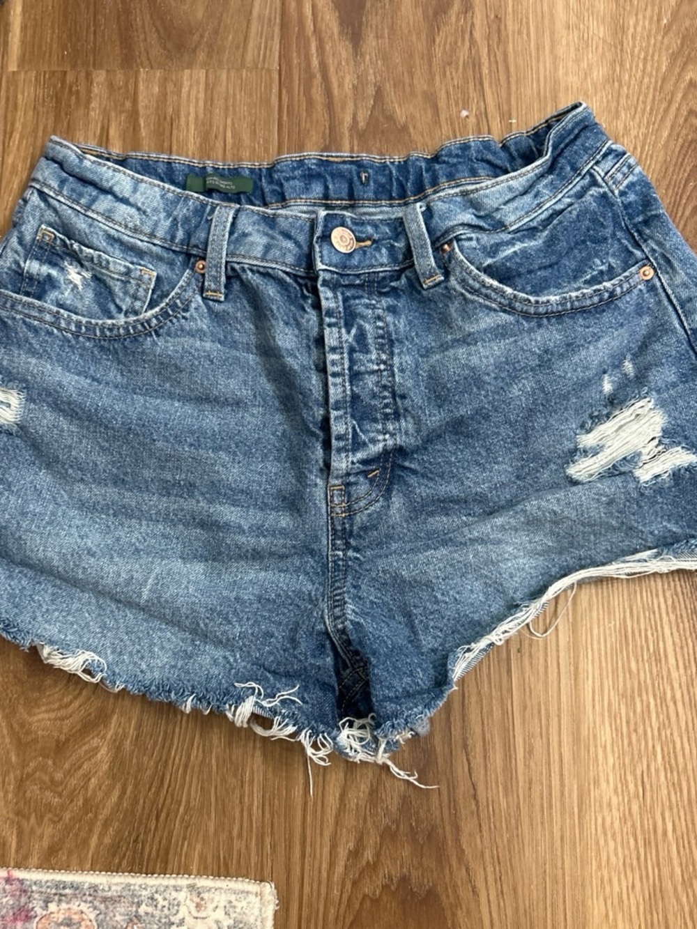 Blue Distressed Denim Women's Shorts